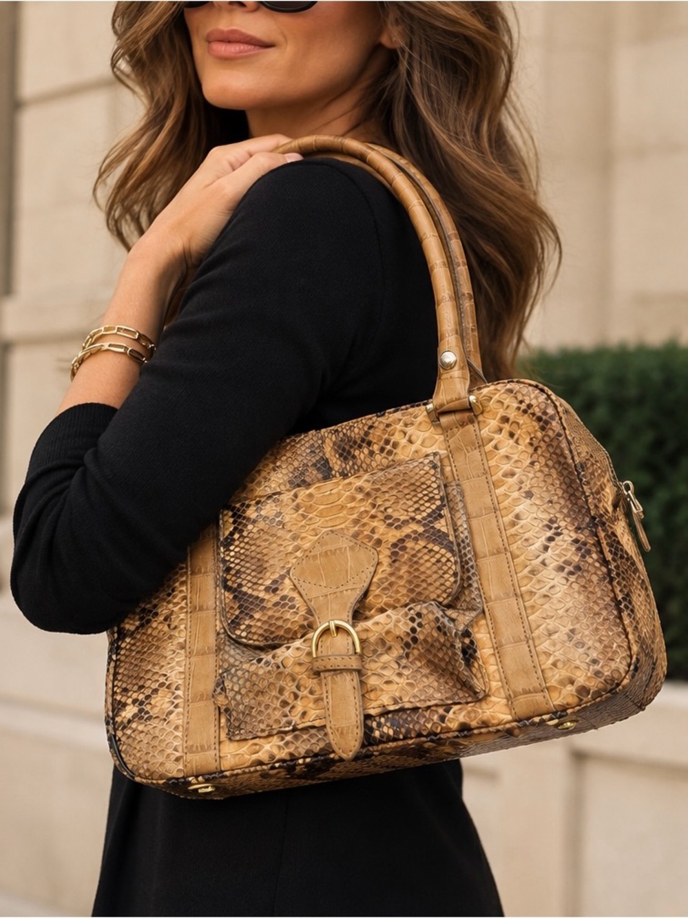 Vintage Colombetti Milano Snakeskin imprint Satchel – Italian Luxury Handbag - Picture 2 of 12